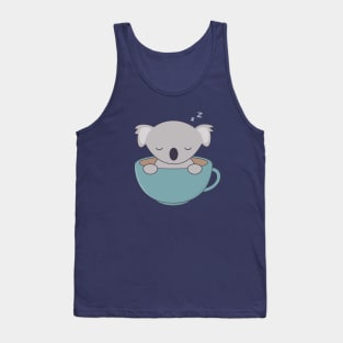 Kawaii Cute Koala Bear With Coffee Tank Top